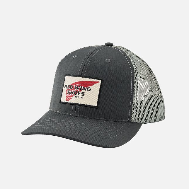 Red Wing Embroidered Logo Mesh Ball Cap in Charcoal Gray | FU6495832