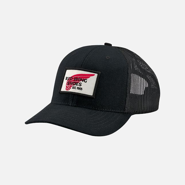 Red Wing Embroidered Logo Mesh Ball Cap in Black | EA1739408