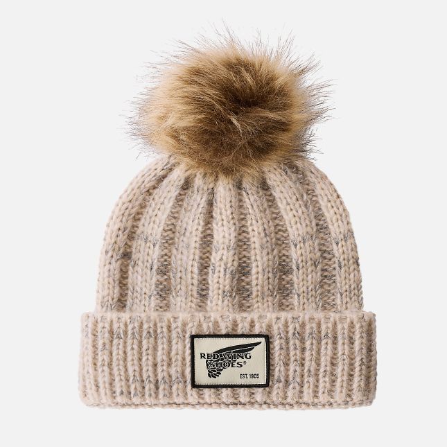 Red Wing Knit Pom Beanie Hat in Cream | IS0789436